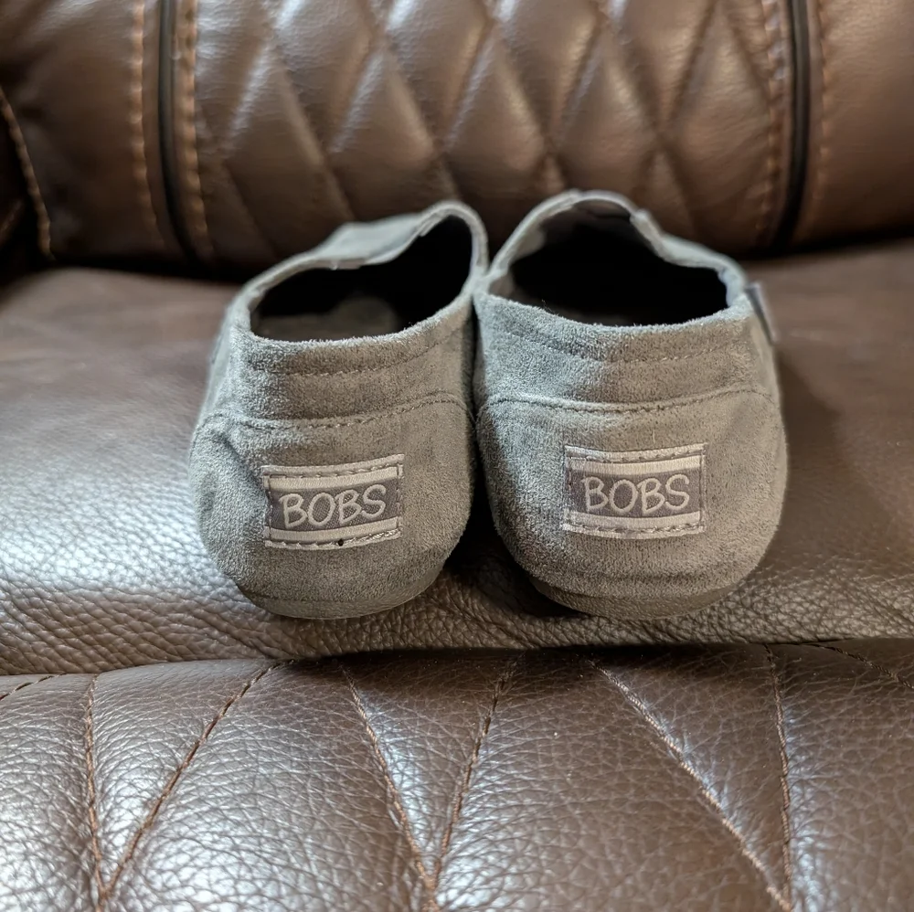 BOBS from Skechers Keep It Cozy Charcoal Plush Slip-On Flats - Women’s 8 Wide